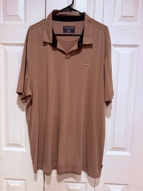 Maven Men's Short-Sleeve Polo in Brown with Contrast Trim